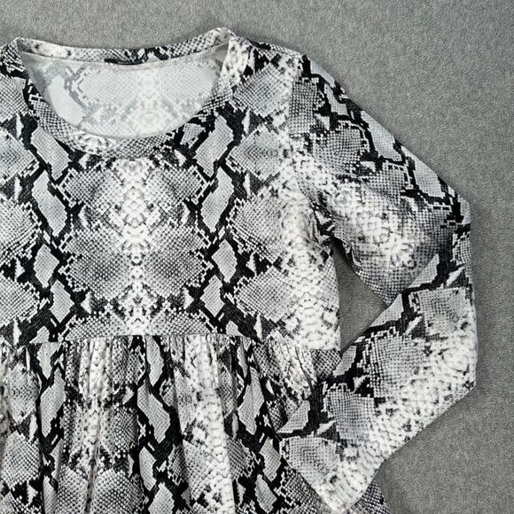 Jodifl Snake Print Mini Dress Women's Small Gray Long Sleeve Round Neck - Picture 2 of 8